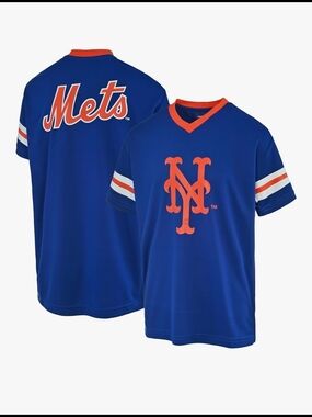 New York Mets Youth Medium Blue & Orange Short Sleeve Baseball Tee New With Tags